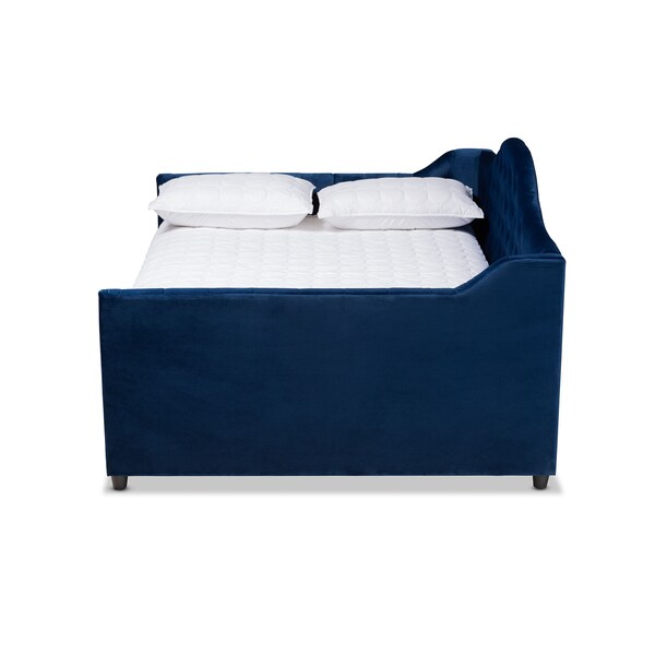 Perry Blue Velvet Upholstered And Button Tufted Full Size Daybed